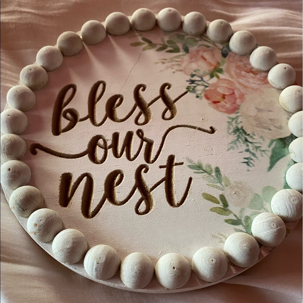 Beaded Farmhouse Standing Plaque